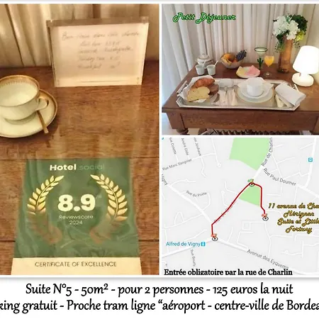 Le Fortuny - 3 Suites, 2 Apparts, 1 - Proche Tram Ligne Aeroport Et Parking Gratuit Bed and Breakfast