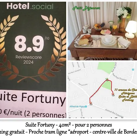 Bed & Breakfast Le Fortuny - 3 Suites, 2 Apparts, 1 - Proche Tram Ligne Aeroport Et Parking Gratuit 4*