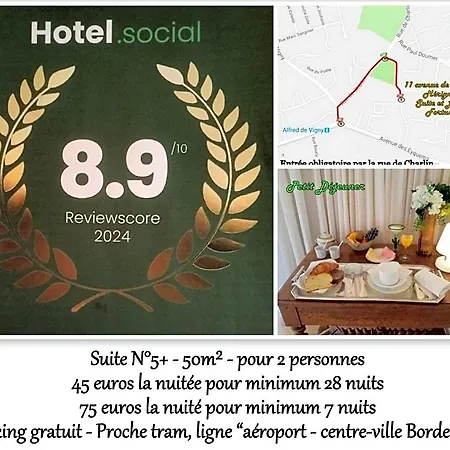 Le Fortuny - 3 Suites, 2 Apparts, 1 - Proche Tram Ligne Aeroport Et Parking Gratuit Frühstückspension Mérignac