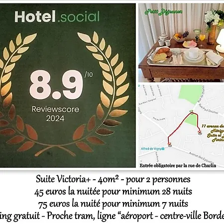 Frühstückspension Le Fortuny - 3 Suites, 2 Apparts, 1 - Proche Tram Ligne Aeroport Et Parking Gratuit Mérignac