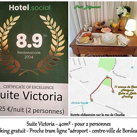Le Fortuny - 3 Suites, 2 Apparts, 1 - Proche Tram Ligne Aeroport Et Parking Gratuit Frühstückspension Mérignac